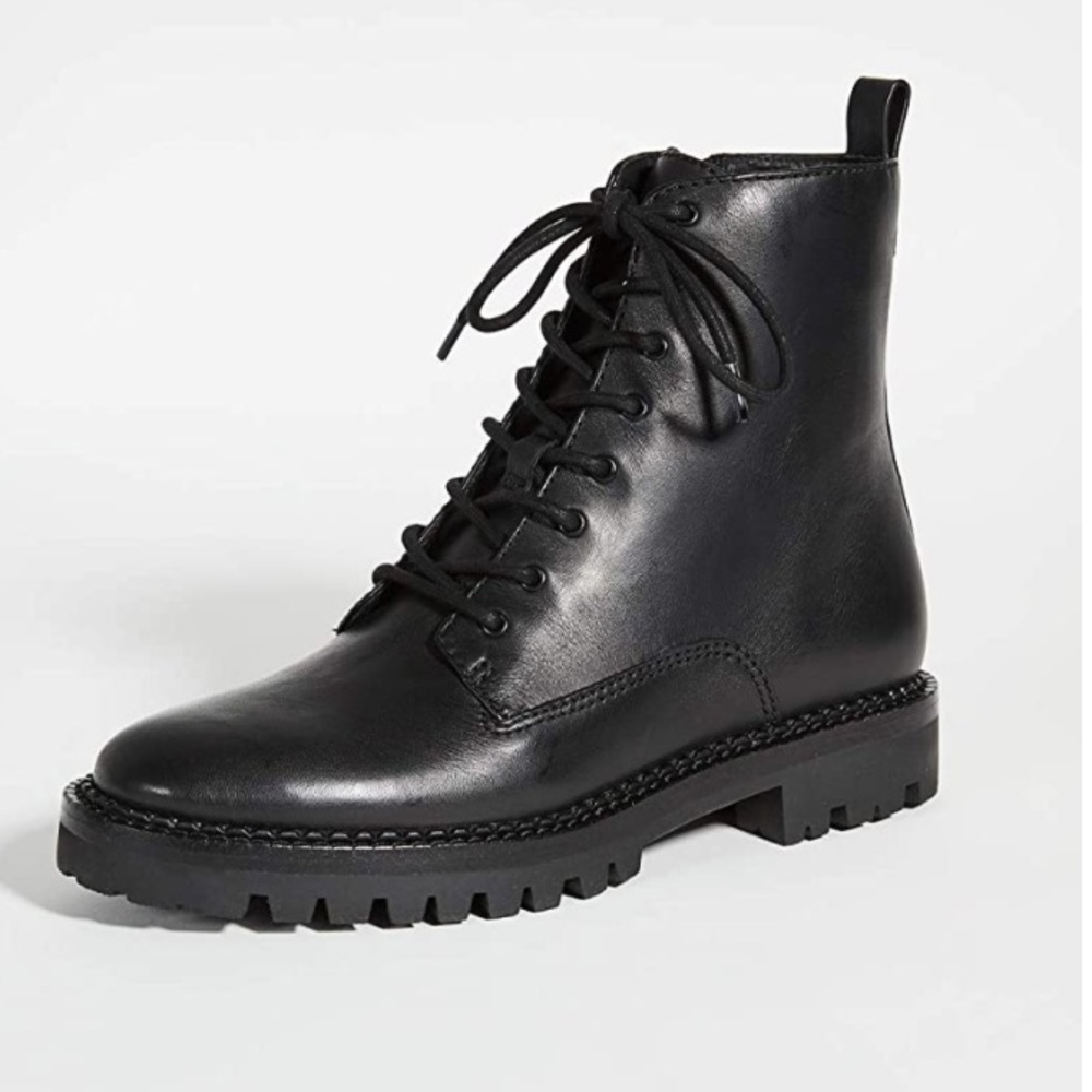 Vince Cabria Lug Combat Leather Boots size 6M Black - Picture 2 of 10